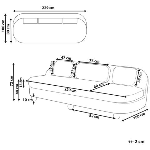 Divano 3 Posti Fansen Tessuto Marrone Chiaro - Foto 8