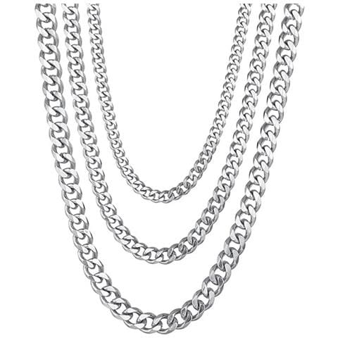 Collana A Catena Nk In Acciaio Inossidabile, Maglia Cubana Lucidata A 6 Lati, Colore Acciaio  M 7 Millimetri - Foto 5