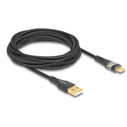 Cavo USB 2.0 Tipo-A maschio a USB Type-C maschio con ricarica rapida da 60 W trasparente 3 m - Foto 1