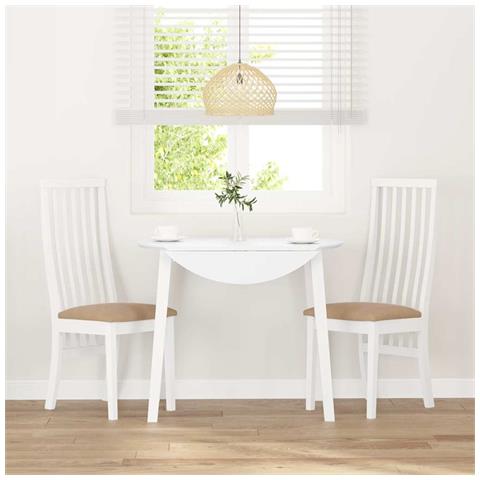 Sedie da Pranzo con Cuscini 2 pz Bianco Legno Massello di Hevea - Foto 10