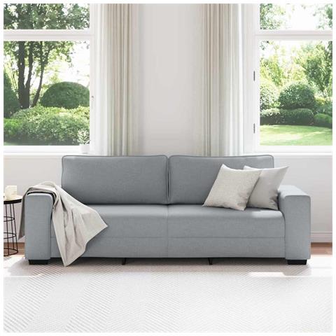 Divano a 3 Posti Grigio Chiaro 180 cm in Tessuto - Foto 2