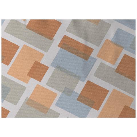 Completo Lenzuola Letto In 100% Cotone Made Italy Disegno Square Gi Maxi Arancio - Foto 2