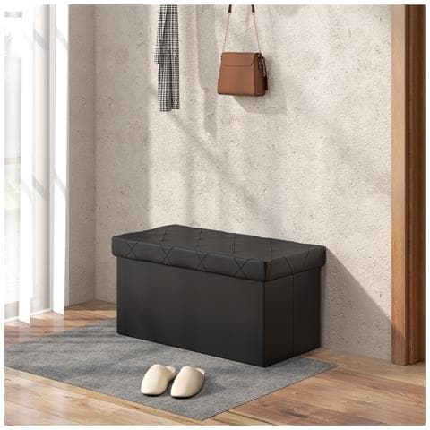 Panca Per Interno Relax World - Struttura In Metallo Laccato, Seduta Imbottita In Tessuto, Misure L74xP30xH63 Cm, Colore Nero