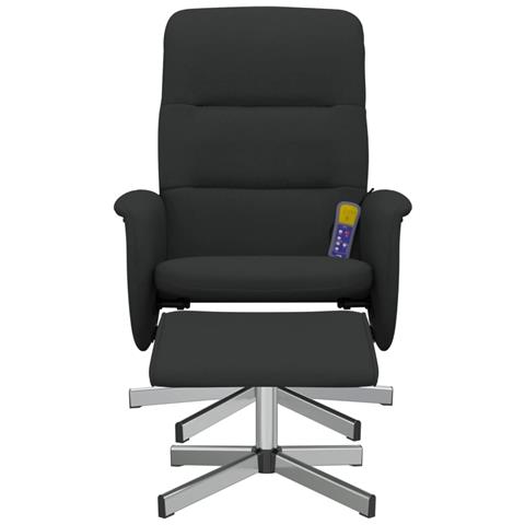 Poltrona Reclinabile Massaggiante Con Poggiapiedi Nera Tessuto - Foto 3