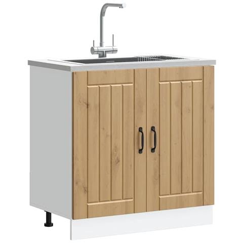 Mobile Base Lavello Lucca Rovere Artigianale Legno Multistrato - Foto 3