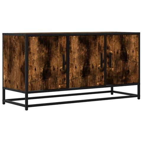 Mobile Tv Rovere Fumo 100x35x50 Cm Legno Multistrato E Metallo - Foto 2