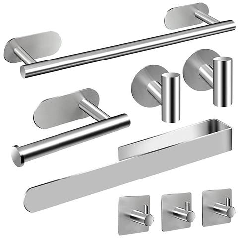 Set Di Portasciugamani Quadrato - Set Di Accessori Da Bagno Da 8 Pezzi Silver - Foto 1