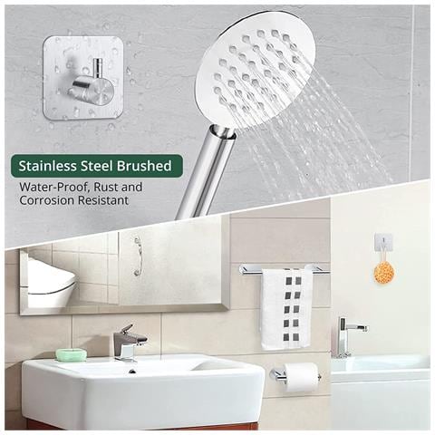 Set Di Portasciugamani Quadrato - Set Di Accessori Da Bagno Da 8 Pezzi Silver - Foto 2