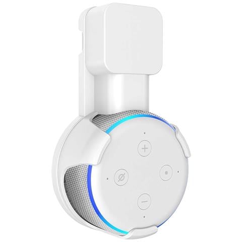 Porta Spina Per Amazon Echo Dot (gen 3) Con Cavo E Caricatore Nascosto 18x4x10 Cm. Colore Bianco - Foto 1