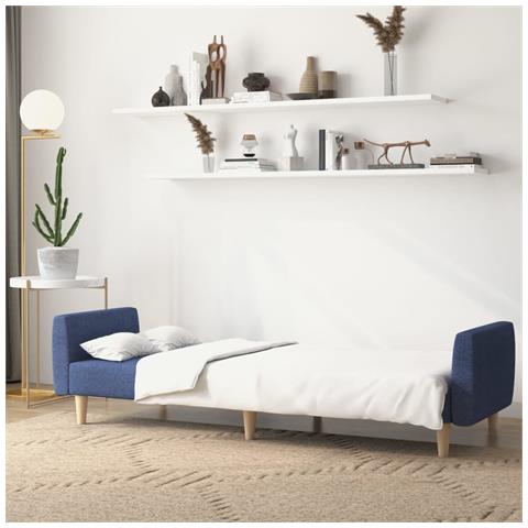 Divano Letto A 2 Posti Blu In Tessuto - Foto 2