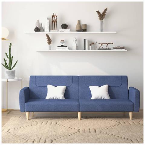 Divano Letto A 2 Posti Blu In Tessuto - Foto 8