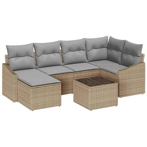 Set da Pranzo Giardino con Cuscini in Rattan Polirattan Nero - Foto 1