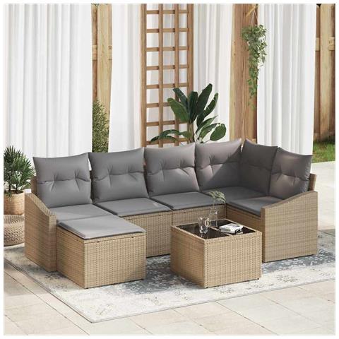 Set da Pranzo Giardino con Cuscini in Rattan Polirattan Nero - Foto 2