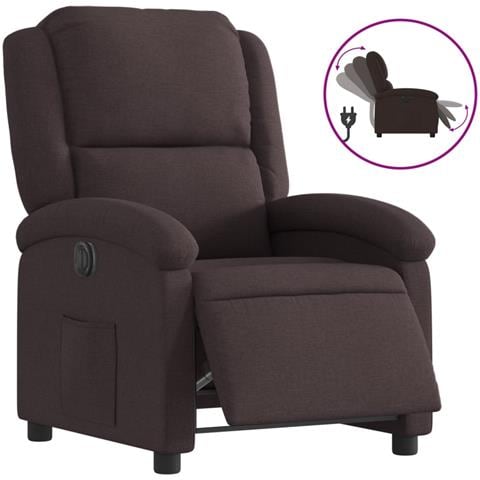 Poltrona Elettrica Reclinabile Marrone Scuro in Tessuto - Foto 1