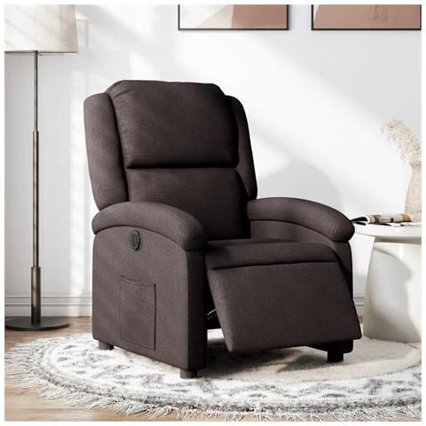 Poltrona Elettrica Reclinabile Marrone Scuro in Tessuto - Foto 2