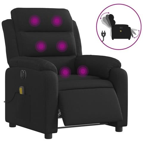 Poltrona Massaggiante Reclinabile Elettrica Nera in Tessuto - Foto 1