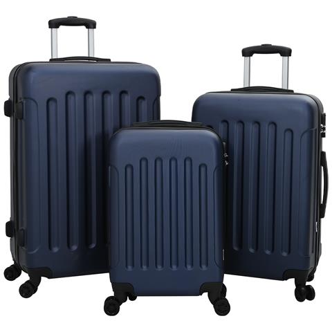 Set di valigie 3 pezzi Valigia rigida Blu scuro 20” 24” 28” ABS - Foto 1