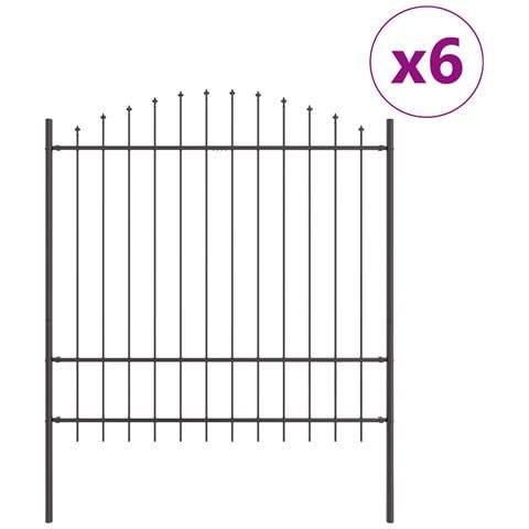 Recinzione da Giardino con Parte Superiore a Coppa Grigia 10,2x1,75 m in Acciaio - Foto 1