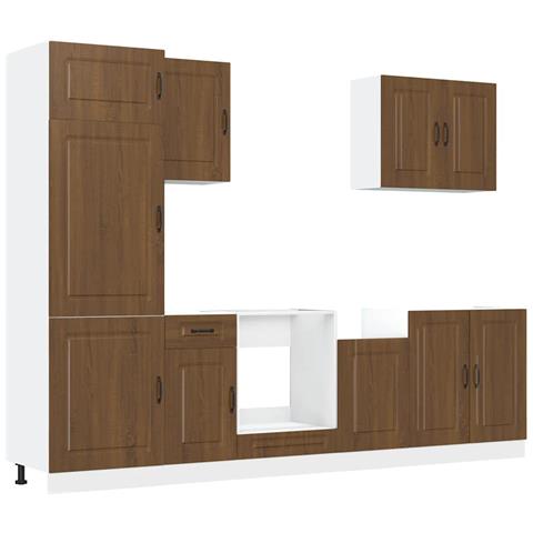 Set Mobili da Cucina 7 pz Kalmar Rovere Marrone in Truciolato - Foto 1