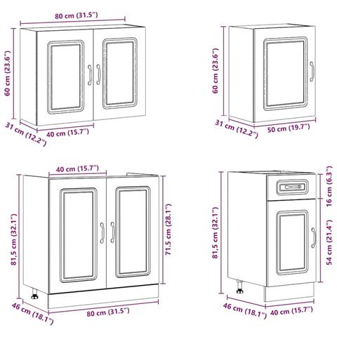 Set Mobili da Cucina 7 pz Kalmar Rovere Marrone in Truciolato - Foto 9