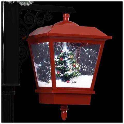 Lusso Casadino - Lampione Natalizio Con Babbo Natale Nero Rosso 81x40x188 Cm Pvc - Foto 8