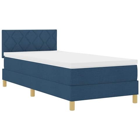Letto a molle con materasso Blu 100 x 200 cm Tessuto - Foto 1