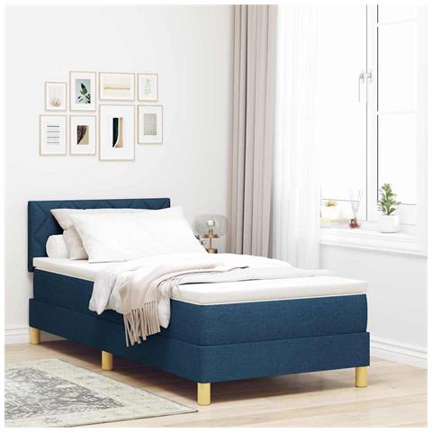 Letto a molle con materasso Blu 100 x 200 cm Tessuto - Foto 2