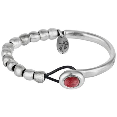 Bracciale In Argento E Pelle Colore Base Rosso Argento - Foto 1