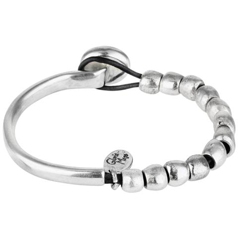 Bracciale In Argento E Pelle Colore Base Rosso Argento - Foto 2