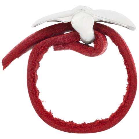 Anello In Pelle In Argento Sterling 925 Placcato In Rosso E Argento ""fiocco"" - Foto 2