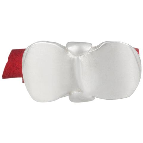 Anello In Pelle In Argento Sterling 925 Placcato In Rosso E Argento ""fiocco"" - Foto 4