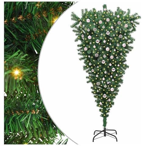 Albero di Natale artificiale rovesciato pre-illuminato con set di palline - Foto 1