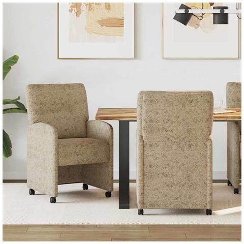 Sedie da Pranzo con Ruote 2 pcs Grigio chiaro 57 x 67 x 95 cm - Foto 2