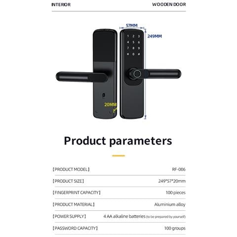 Serratura Smart Grigia Rf-006 Con App, Codice, Tessera E Chiave - Foto 7