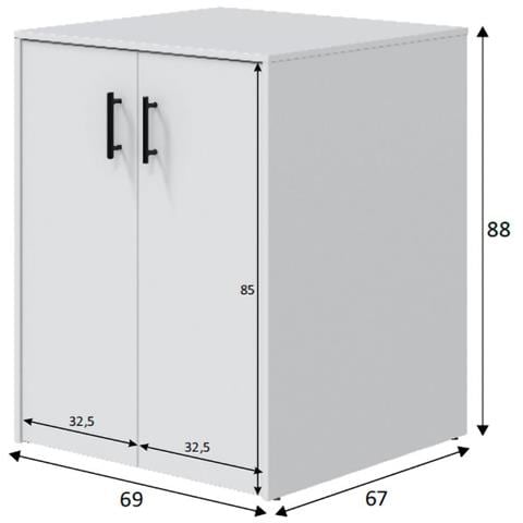 Montoro - Armadio Multiuso 2 Ante Apertura Battente, 69x88h Cm Bianco - Foto 2