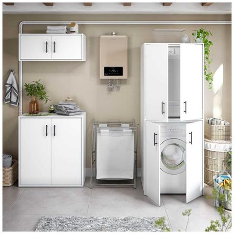 Montoro - Armadio Multiuso 2 Ante Apertura Battente, 69x88h Cm Bianco - Foto 8