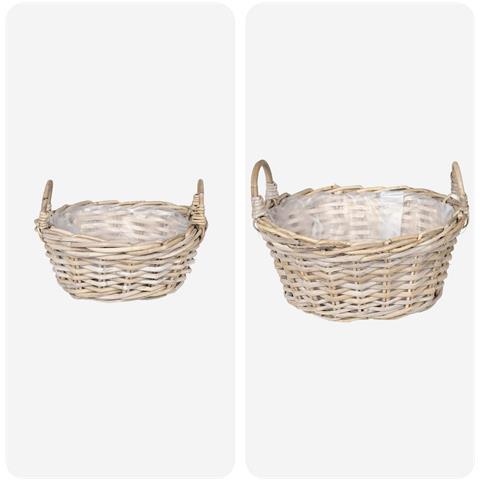 Cesto per Piante con archiviazione 2 pcs Grigio Rattan Lacak - Foto 2