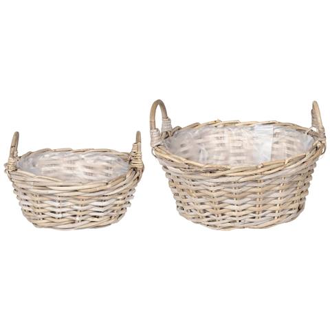 Cesto per Piante con archiviazione 2 pcs Grigio Rattan Lacak - Foto 1