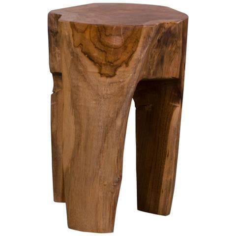 Sgabello Rose In Teak Naturale A 3 Gambe, Ø26 X 40 Cm - Foto 1