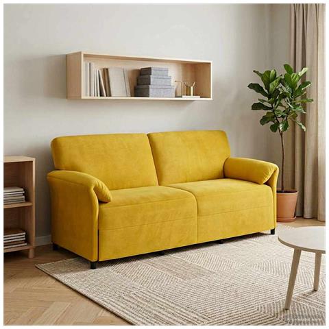 Divano 3-Persone Giallo 198 x 83 x 95 cm Velluto - Foto 2