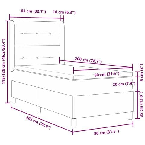 Letto a molle con materasso Blu 80 x 200 cm Velluto - Foto 9