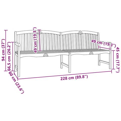 Panchina in legno intagliata a mano Naturale 228 x 61 x 94,5 cm - Foto 7
