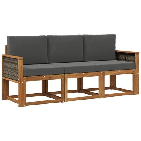 Set di divani da esterno con cuscino 3 pcs Naturale e Antracite - Foto 1