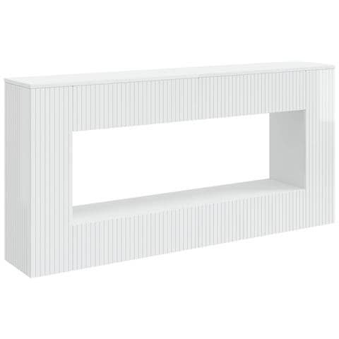 Tavolo consolle Rigato Bianco Lucido 155 x 29 x 74 cm - Foto 1