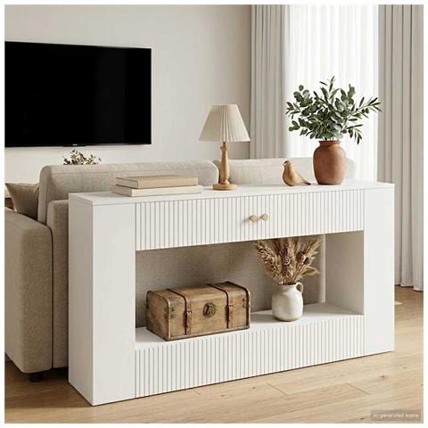 Tavolo consolle Rigato Bianco Lucido 155 x 29 x 74 cm - Foto 2