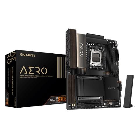 X870E AERO X3D DARK WOOD Scheda Madre - Supporta CPU AMD Ryzen 9000, VRM digitale a 16+2+2 fasi, fino a 9000 Hz DDR5 (OC), 2x PCIe 5.0 + 2x PCIe 4.0, Wi-Fi 7, LAN 5 GbE, USB 4 - Foto 1