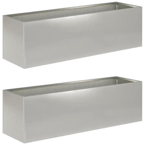 Vaso da giardino 2 pz Argento 80 x 30 x 30 cm Acciaio Inox - Foto 1