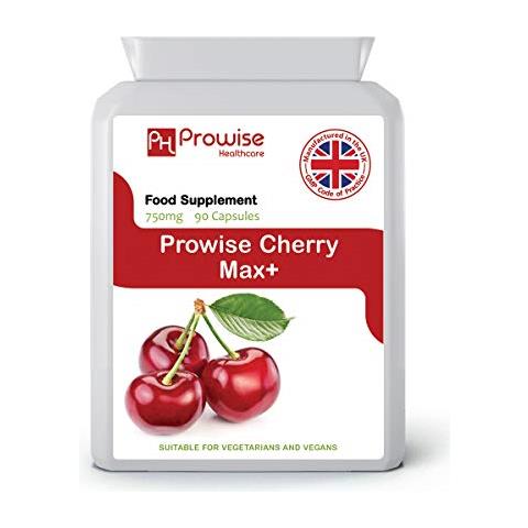 Ciliegia Max 750mg 90 Capsule - Ciliegie Montmorency Liofilizzate Ad Alta Resistenza - Regno Unito Prodotto Da Gmp Per Alta Qualità Costante Di Prowise Healthcare - Foto 1