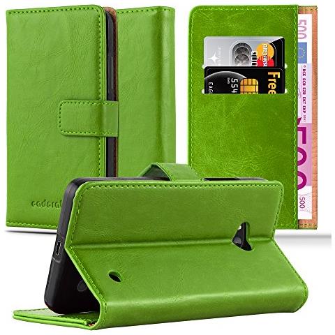 Custodia Compatibile Con Nokia Lumia 640 In Verde Erbe - Coperchio Protettiva Con Chiusura Magnetica, Funzione Stand E Tasca Per Le Carte - Foto 1