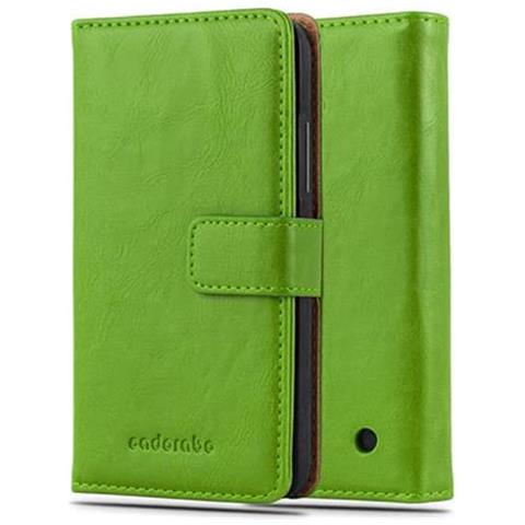 Custodia Compatibile Con Nokia Lumia 640 In Verde Erbe - Coperchio Protettiva Con Chiusura Magnetica, Funzione Stand E Tasca Per Le Carte - Foto 2